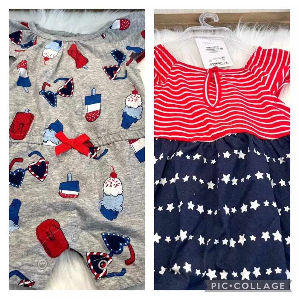 Carter's Baby Girls Patriotic Dress and Romper Size 3M NWT